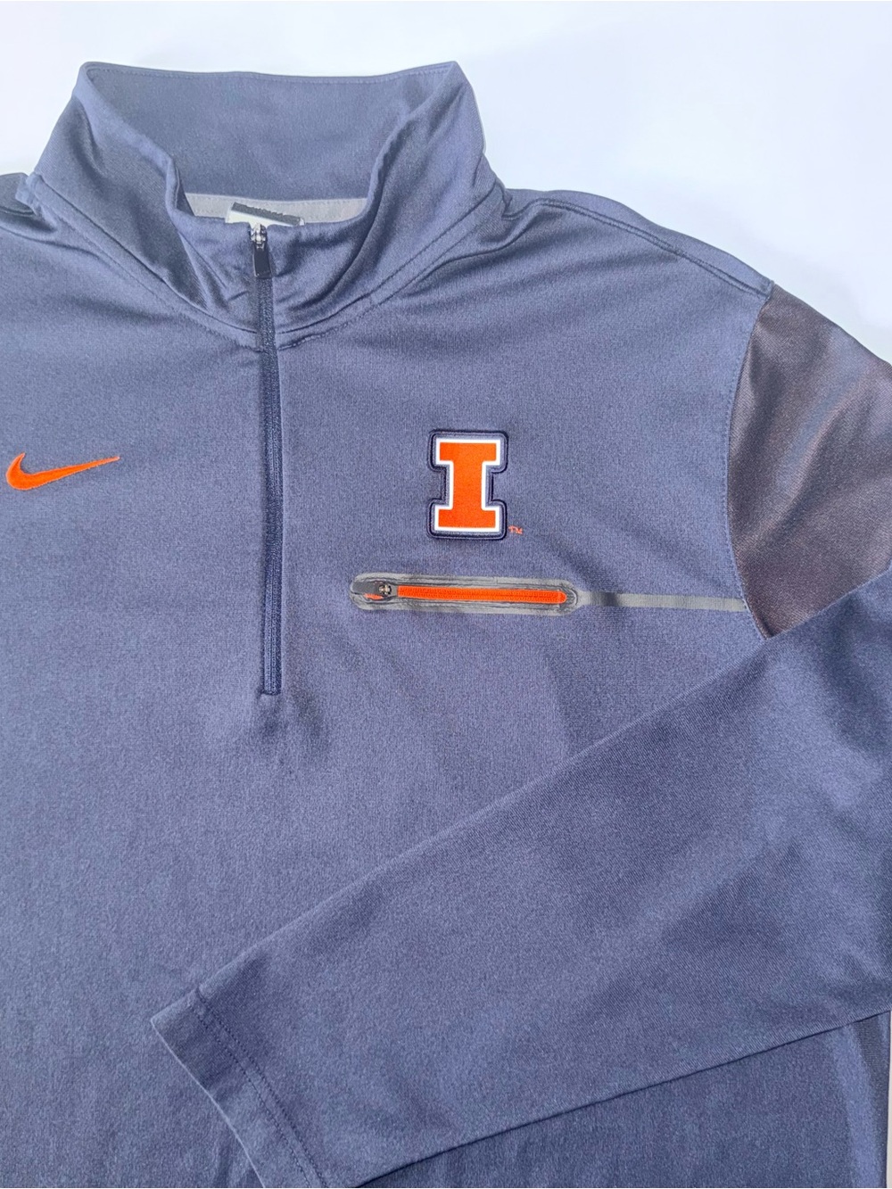 Nike Dri-Fit Illinois Quarter Zip Pullover Men's XL Blue Orange